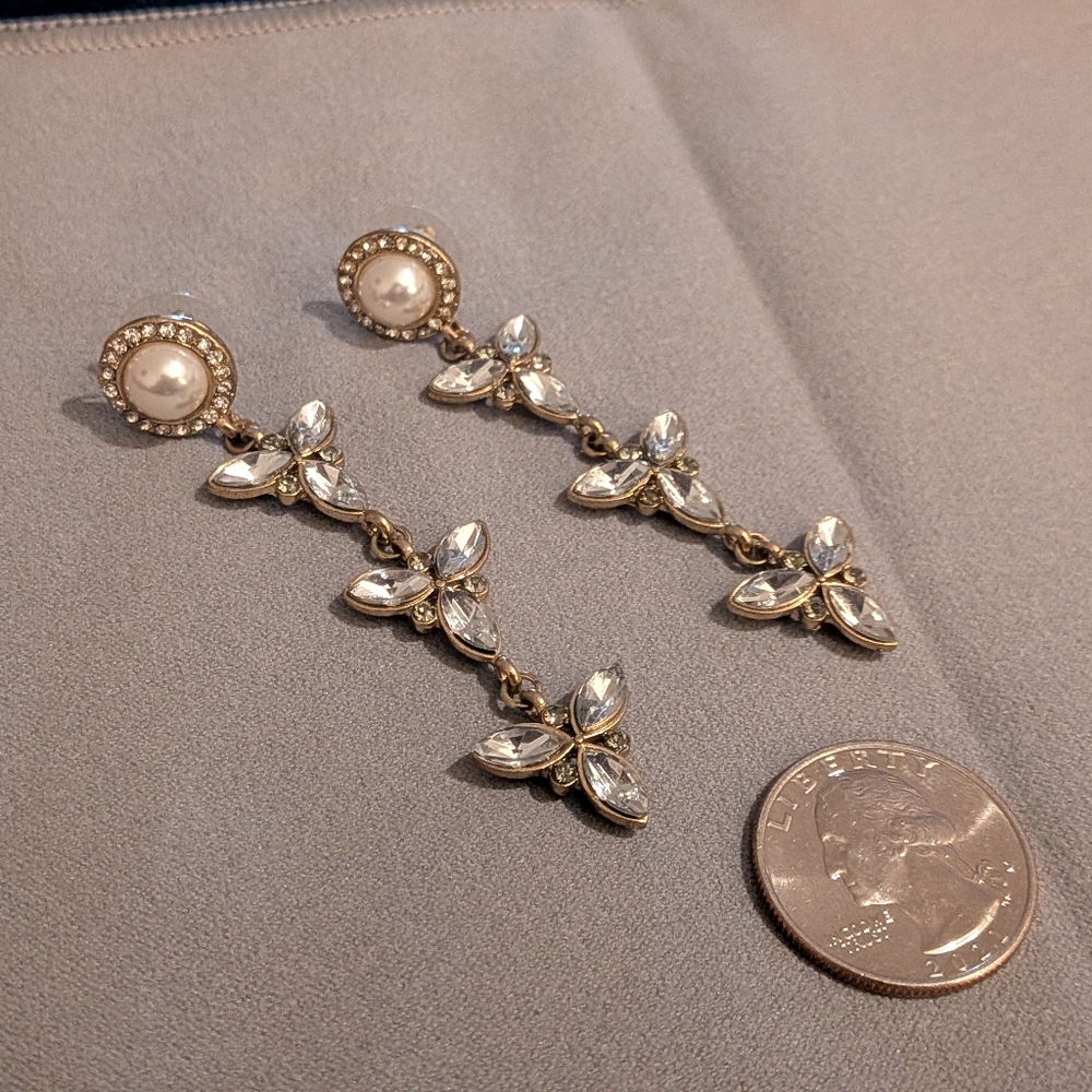 Elegant Pearl and Crystal Drop Earrings